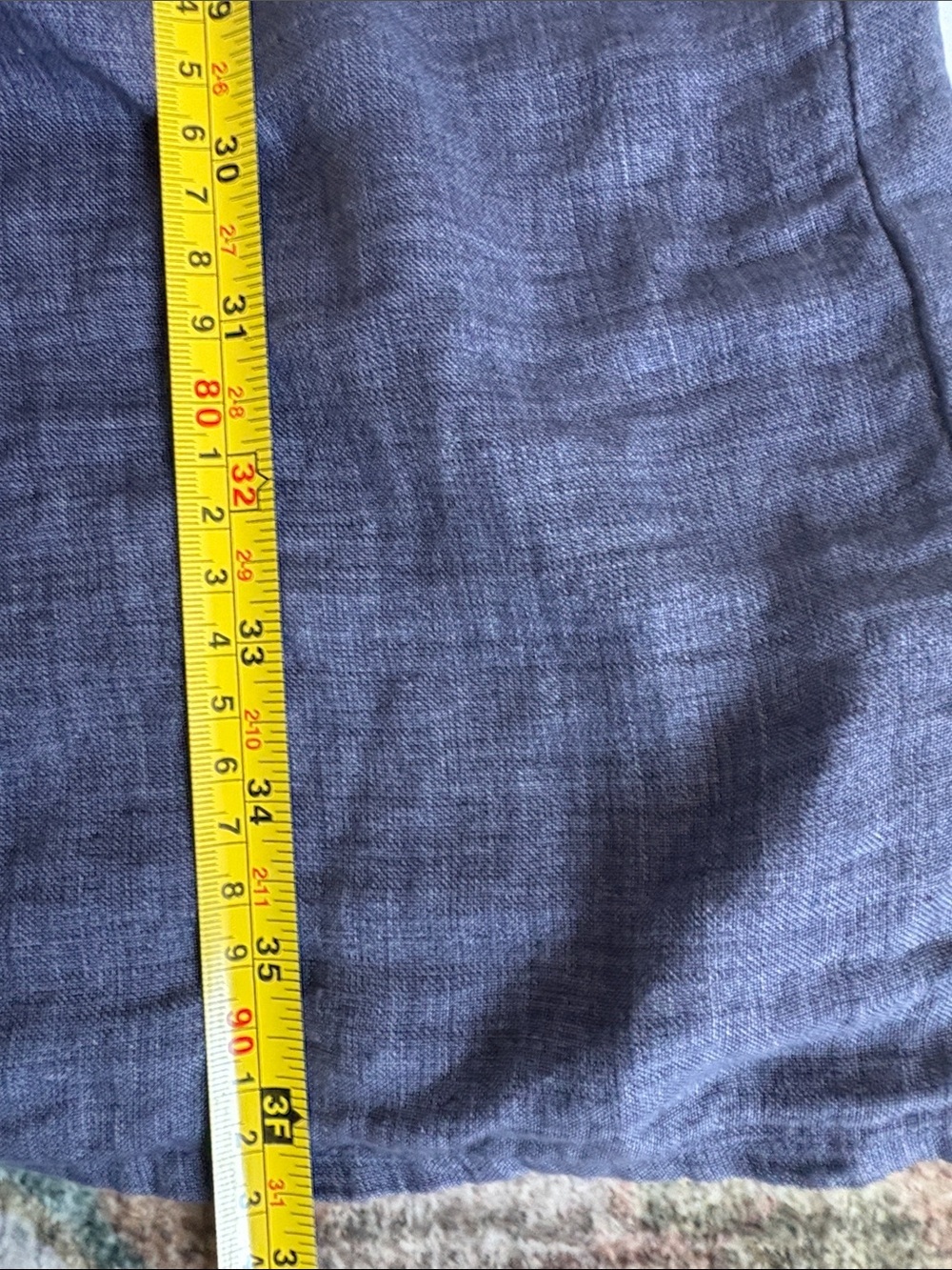 Malvin 100% linen blue chambray scoop neck shirt dress cap sleeves pleated neck - Picture 15 of 16